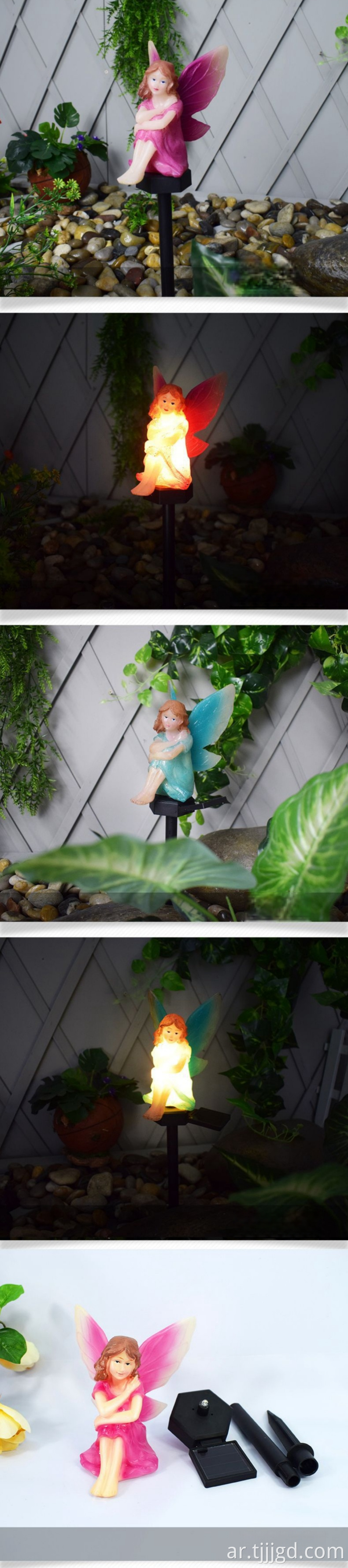 مصباح جنية المينا الشمسية Solar Enamel Flower Fairy Lamp